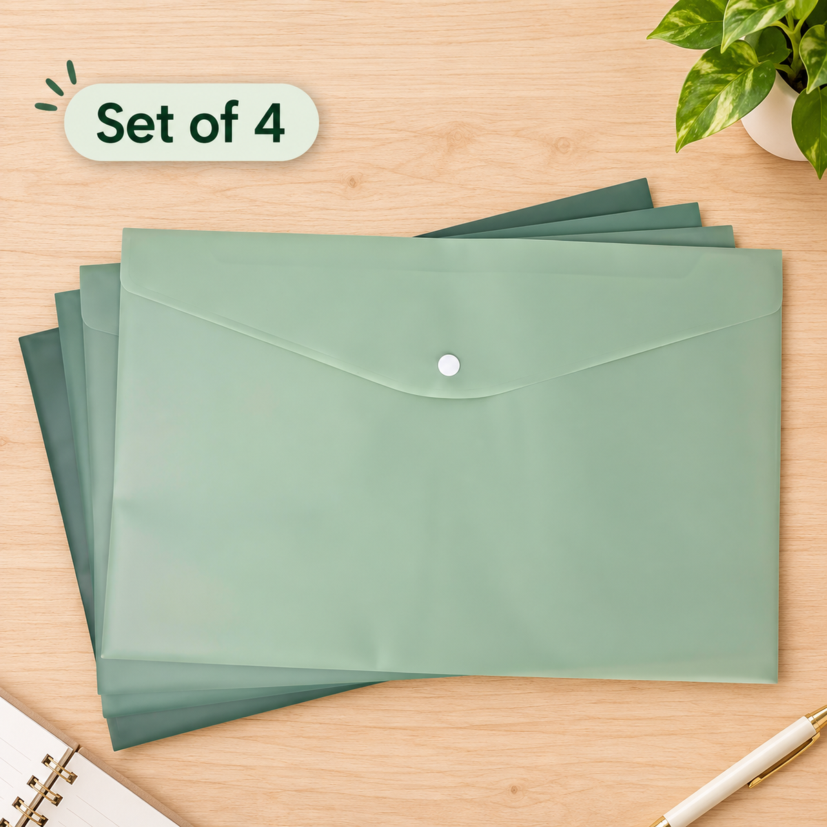 A5 Snap Button File Folder – Waterproof Document Organizer