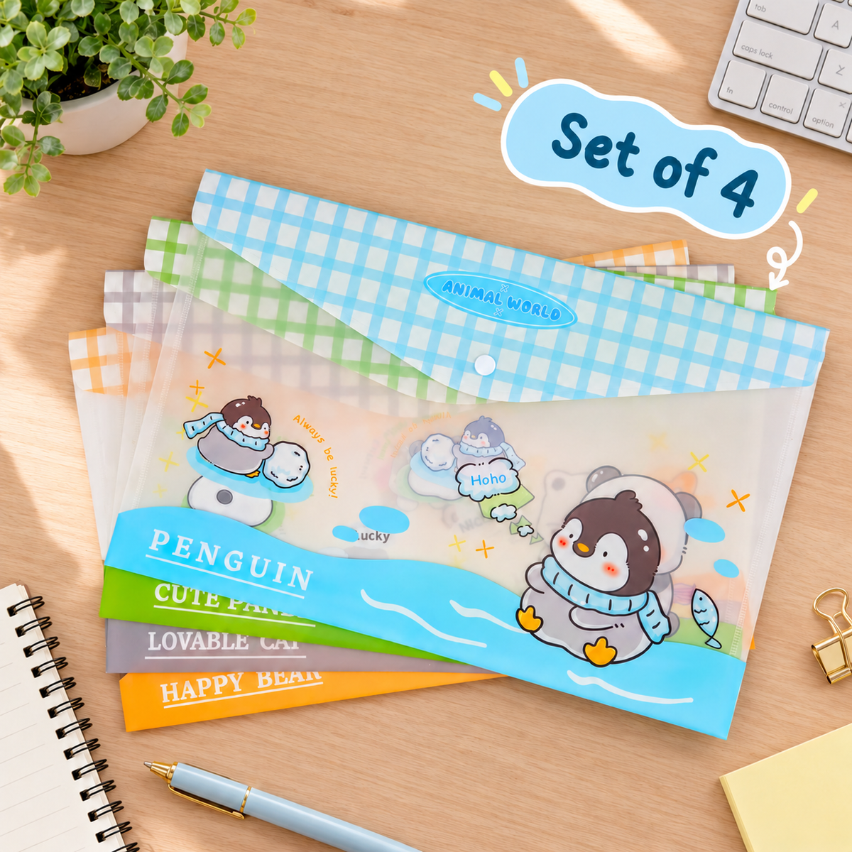 Water-Resistant Snap Button Document File Folder