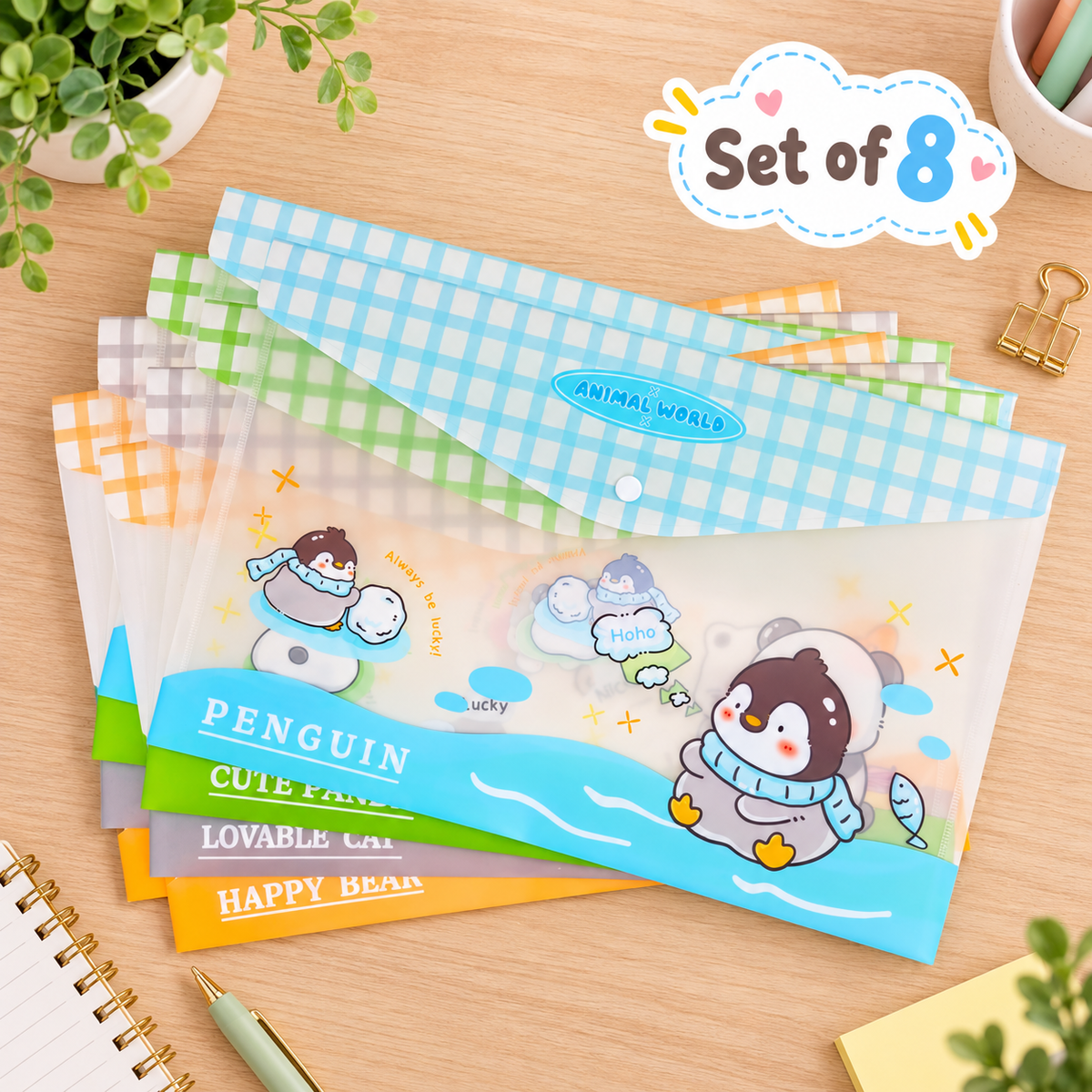 Water-Resistant Snap Button Document File Folder