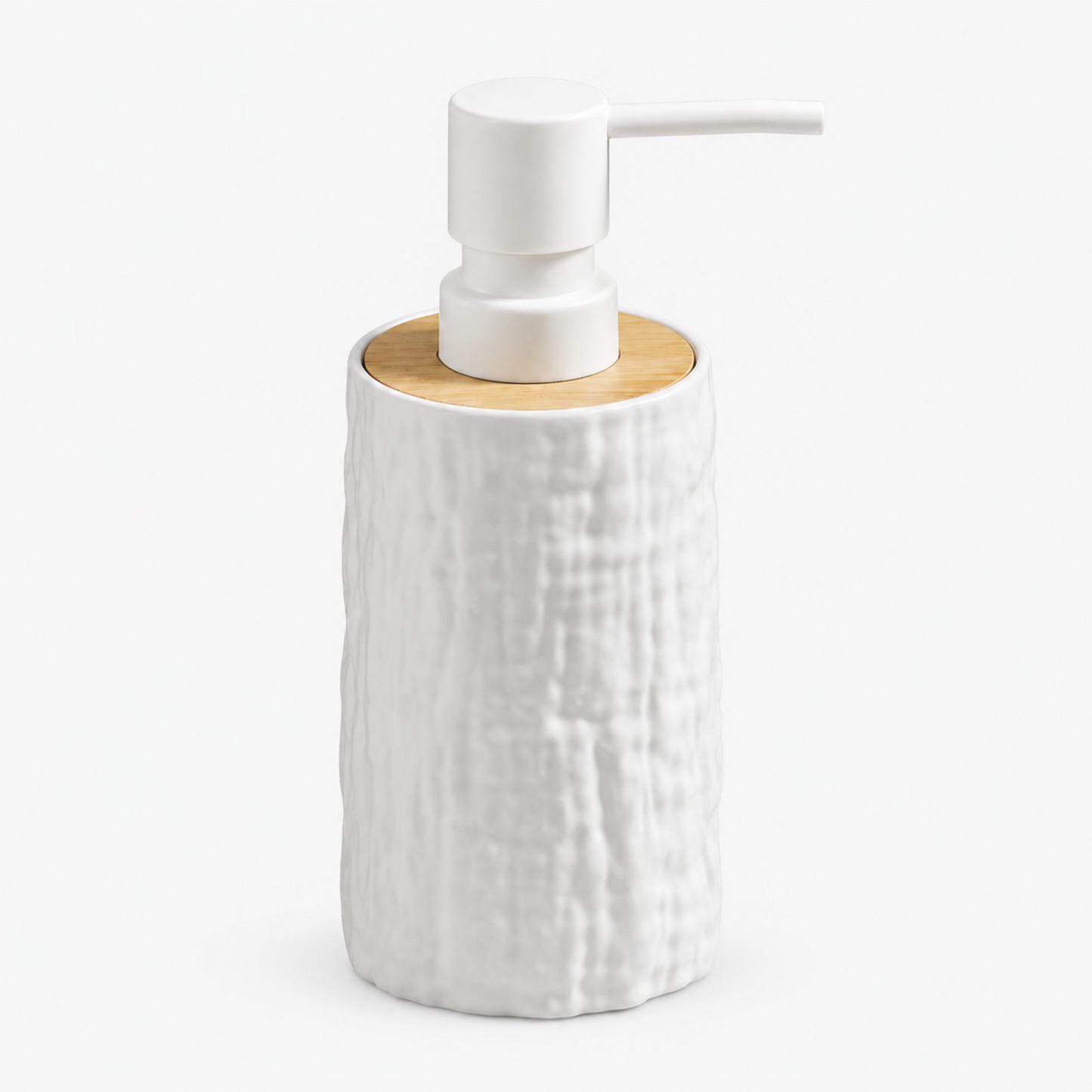 Unbreakable Textured Soap Dispenser with Bamboo Touch 380ml
