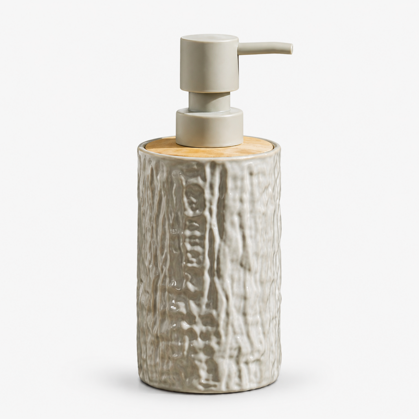 Unbreakable Textured Soap Dispenser with Bamboo Touch 380ml