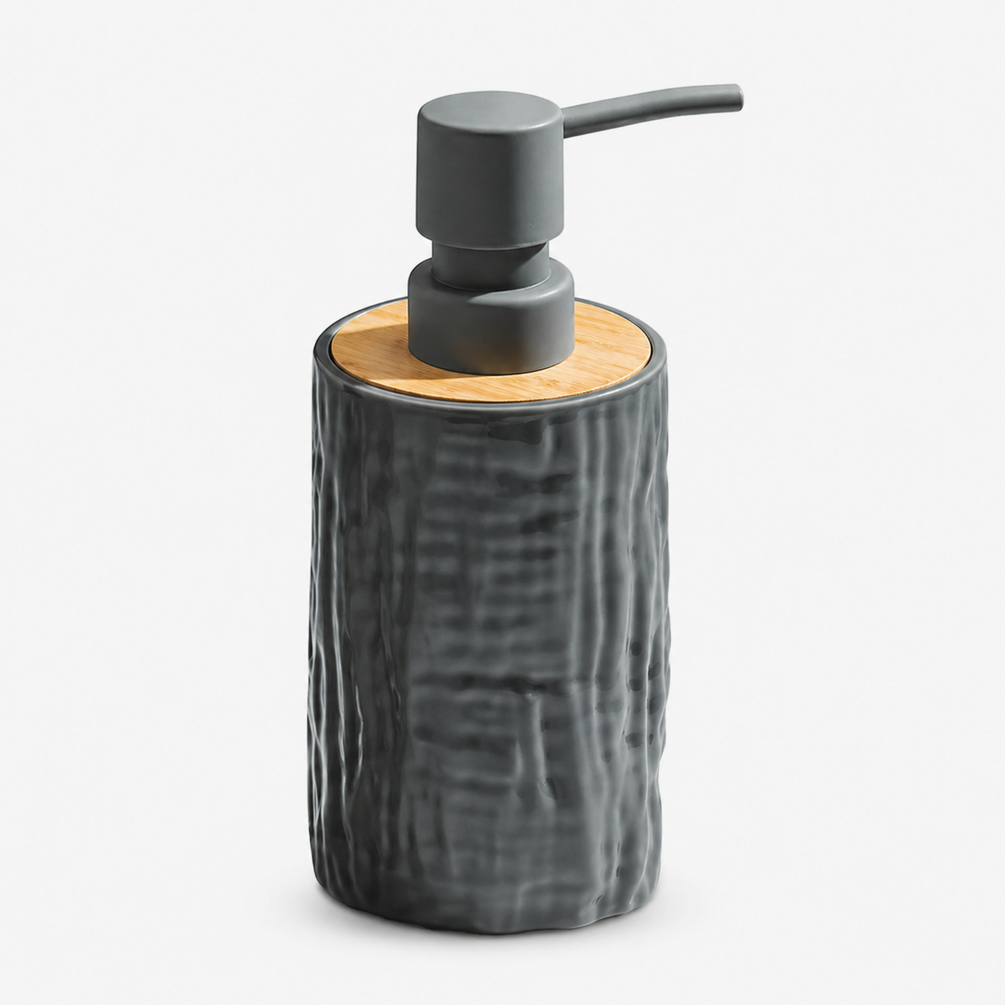 Unbreakable Textured Soap Dispenser with Bamboo Touch 380ml