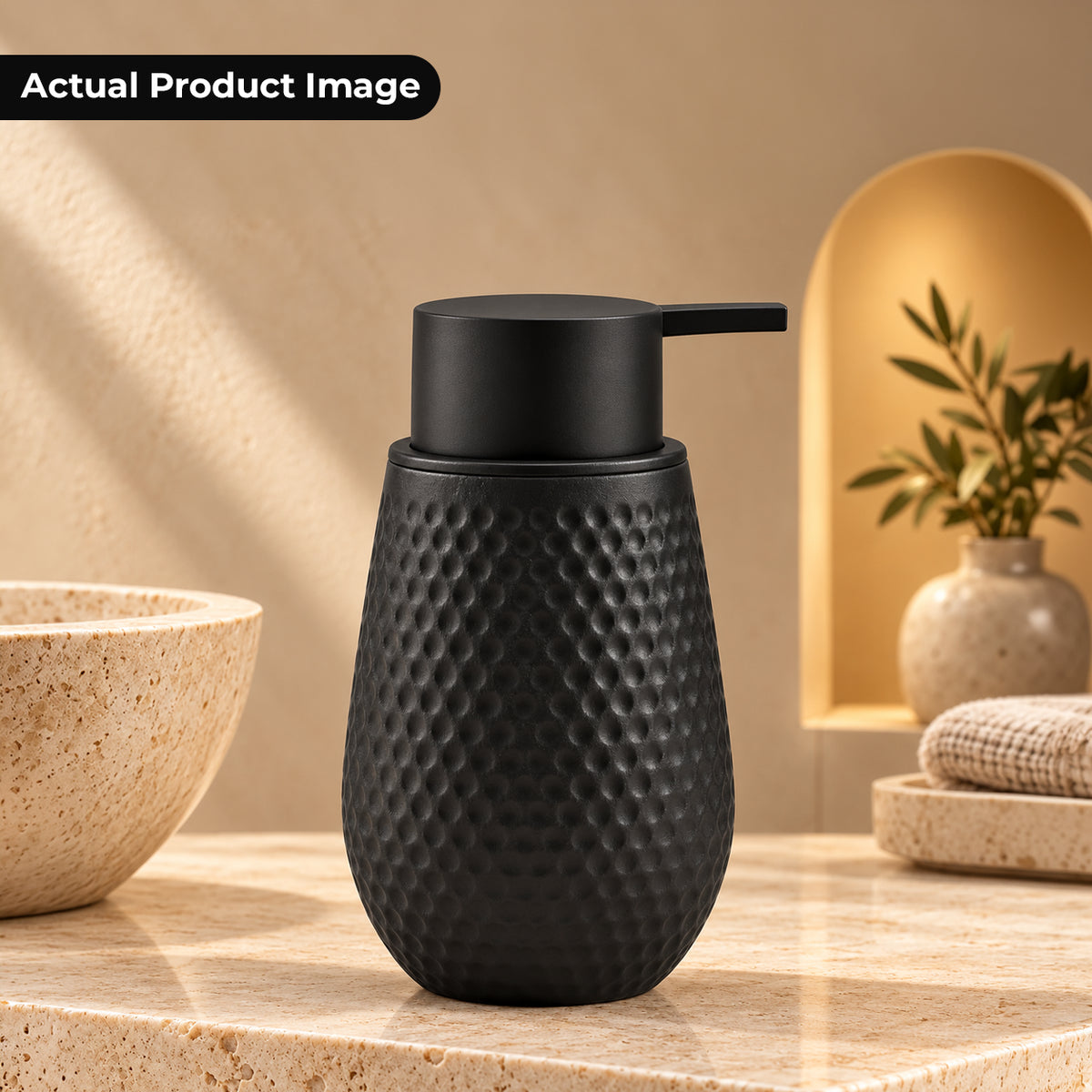 Unbreakable Acrylic Matte Textured Soap Dispenser for Bathroom 380ml