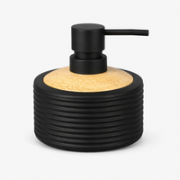 Unbreakable Matte Ribbed Soap Dispenser with Wooden Top 390ml