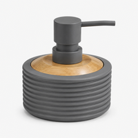 Unbreakable Matte Ribbed Soap Dispenser with Wooden Top 390ml