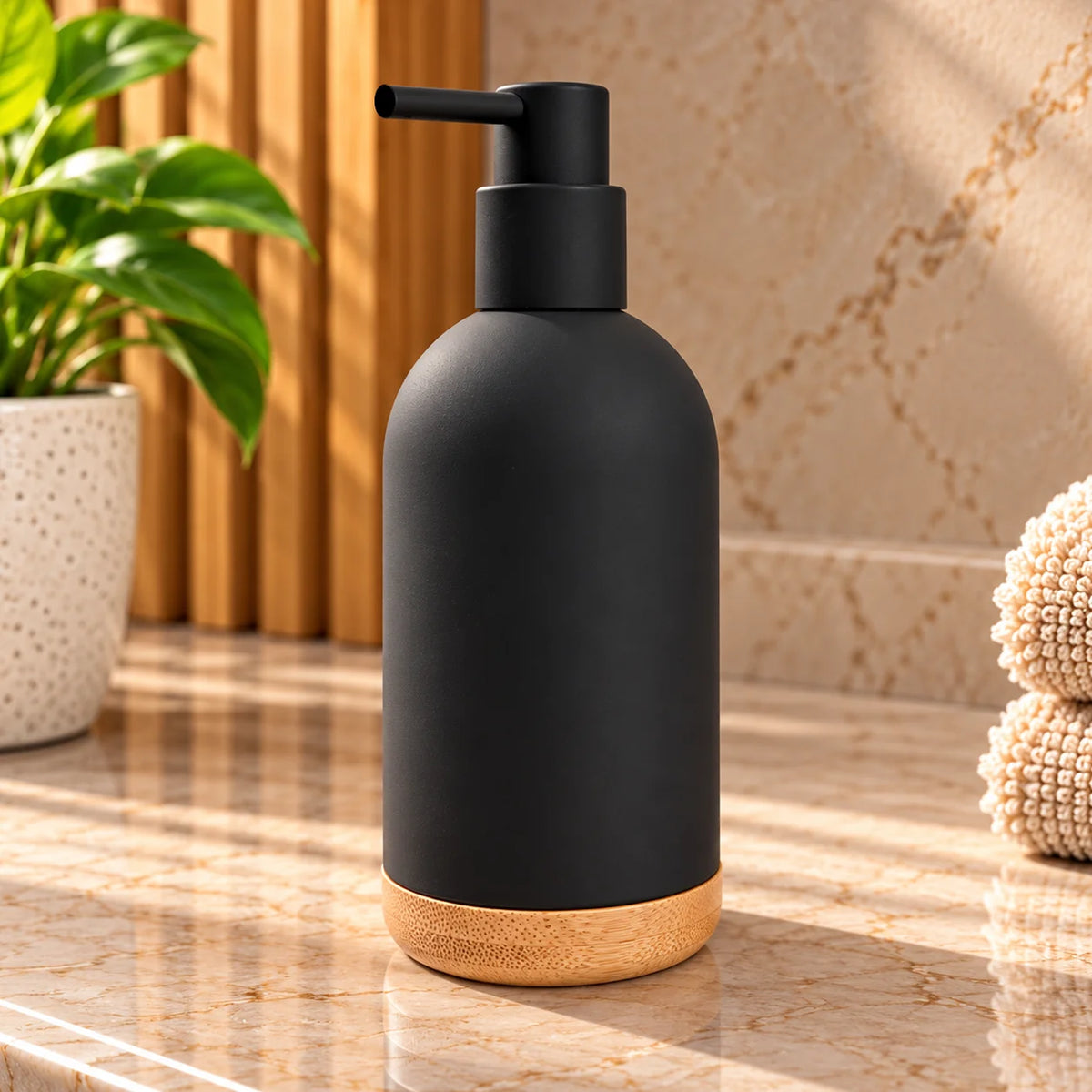Unbreakable ABS Soap Dispenser with Wooden Base 480ml