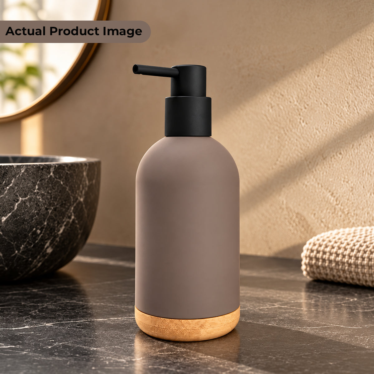 Unbreakable ABS Soap Dispenser with Wooden Base 480ml