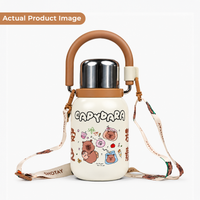 Cute Insulated Steel Flask/Bottle with Handle & Strap - 800ml