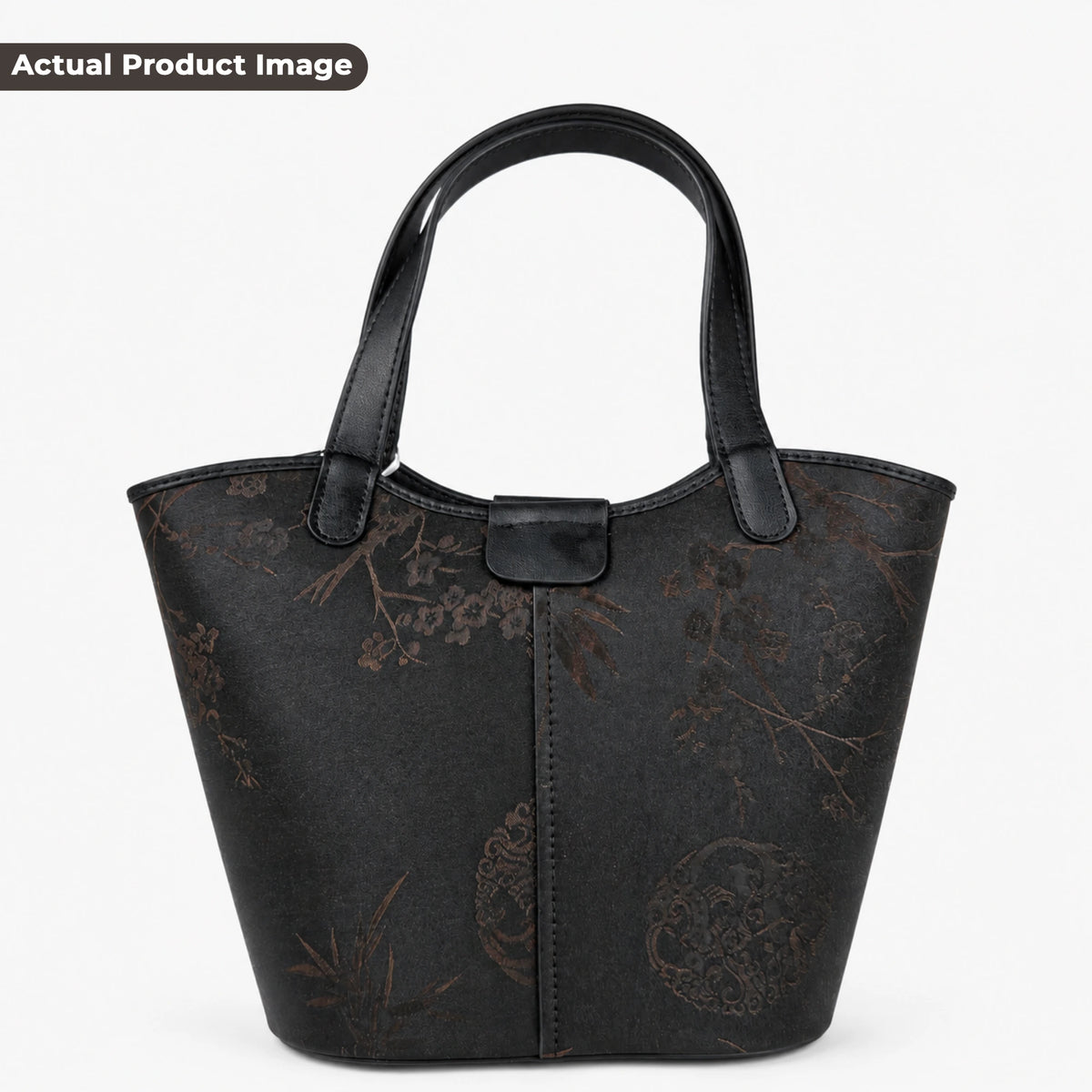 Unique Handcrafted Leather Tote Bag with Hangzhou Silk