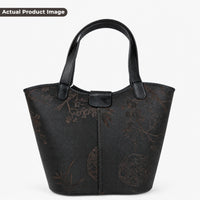 Unique Handcrafted Leather Tote Bag with Hangzhou Silk