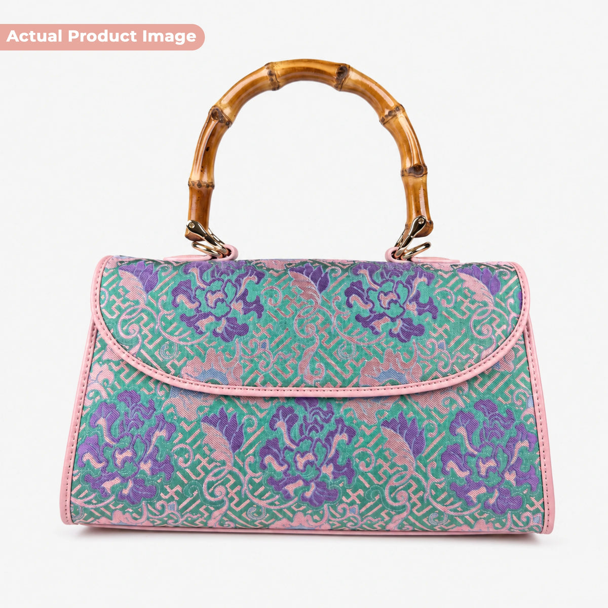 Hangzhou Silk Handbag with Wooden Handle