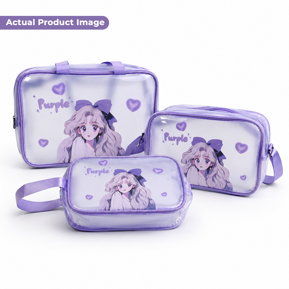 KokoSmile Clear Cosmetic Travel Organizer Bags – Waterproof Set of 3