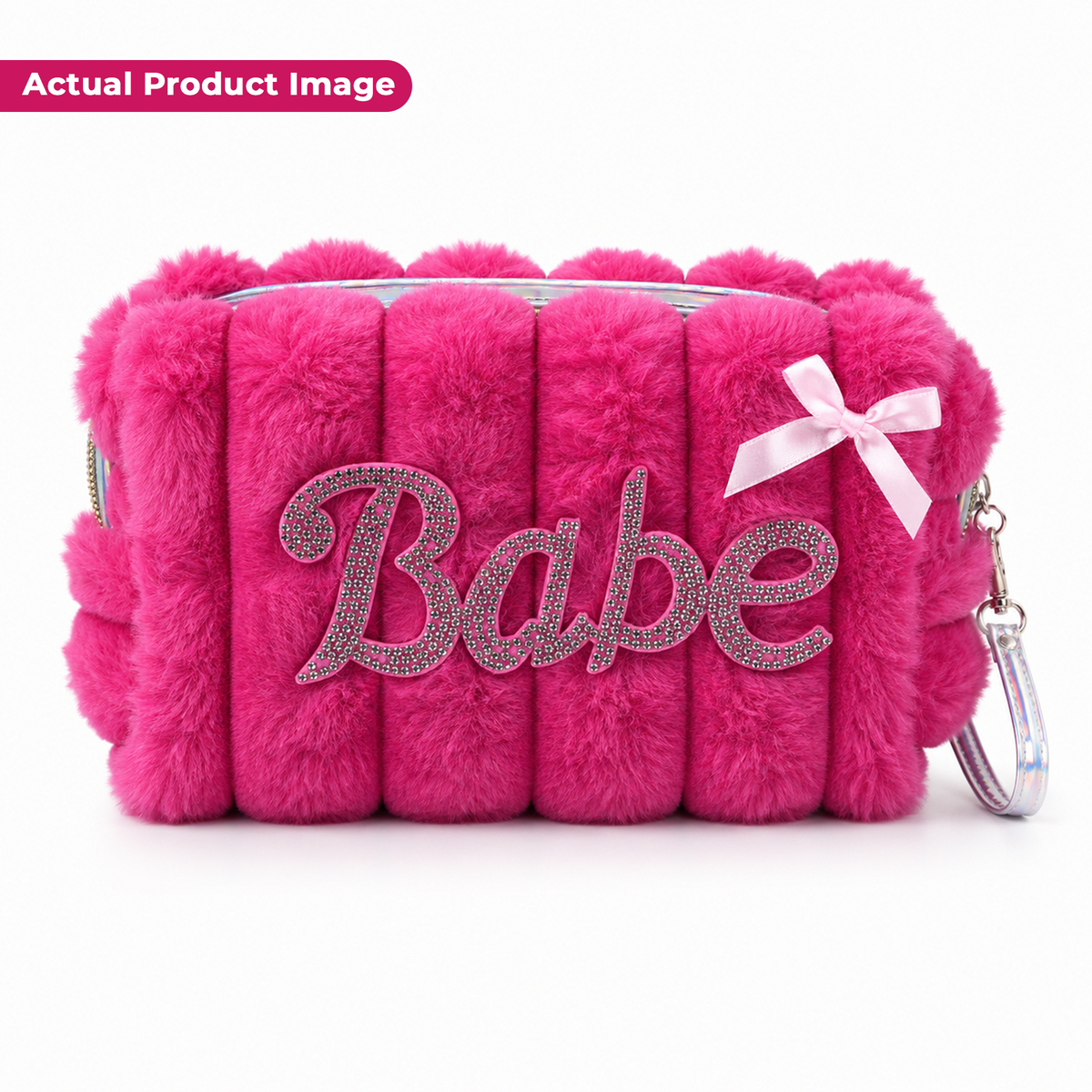 KokoSmile Plush Glam Makeup Bag – Faux Fur Beauty Organizer