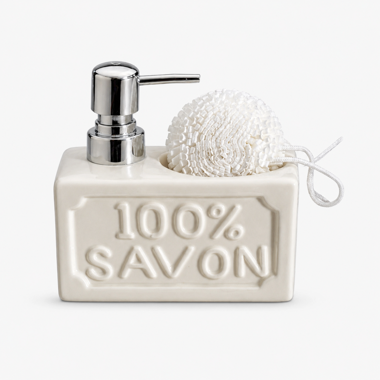 PUR SAVON Ceramic Soap Dispenser with Sponge Holder 350ml