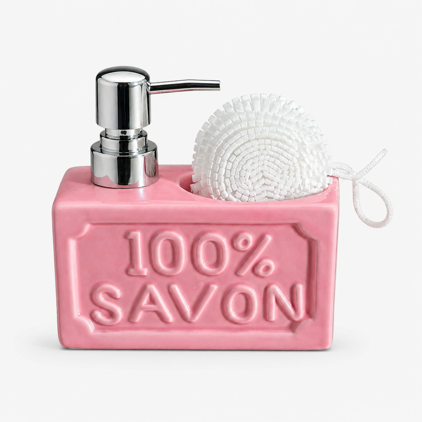 PUR SAVON Ceramic Soap Dispenser with Sponge Holder 350ml