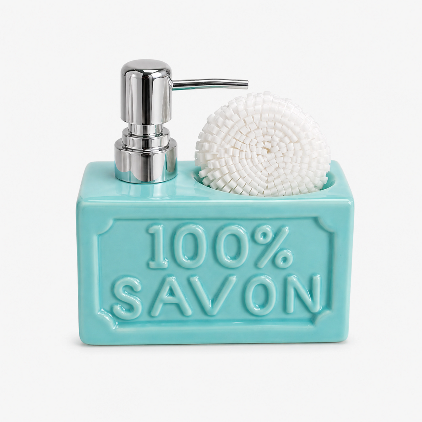 PUR SAVON Ceramic Soap Dispenser with Sponge Holder 350ml