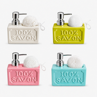 PUR SAVON Ceramic Soap Dispenser with Sponge Holder 350ml