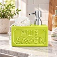 PUR SAVON Ceramic Soap Dispenser with Sponge Holder 350ml