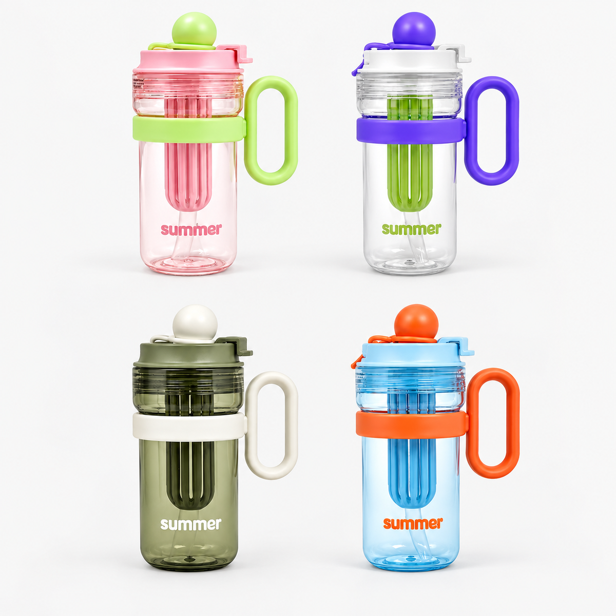 Cute Kids Ball Cup Sipper Bottle with Straw - 550ml
