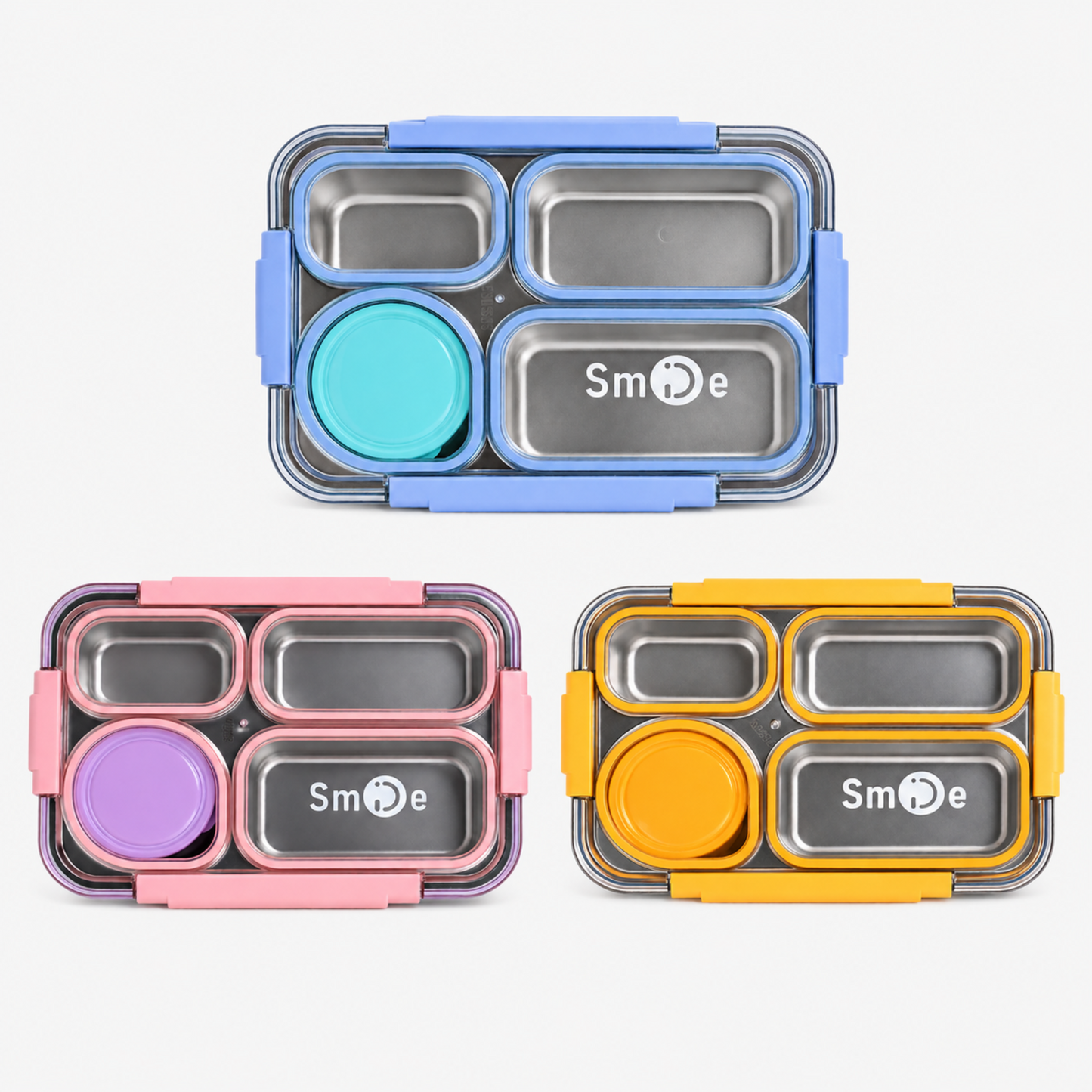 Stainless Steel Bento Lunch Box – 4 Compartment Meal Box – 900ml+bowl 150ml