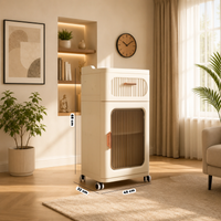 Elegant Fluted Storage Cabinet with Drawer, Door & Rolling Wheels