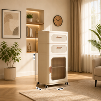 Elegant Fluted Storage Cabinet with Drawer, Door & Rolling Wheels