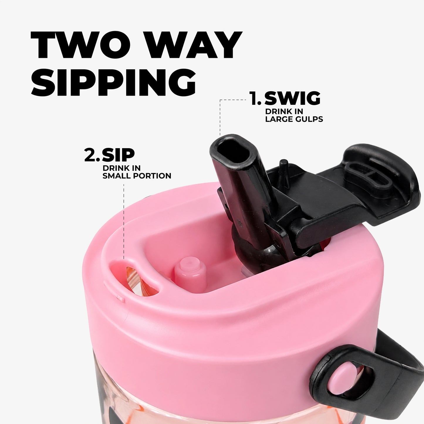 Cute Tritan Water Bottle with Straw & Handle - 800ml