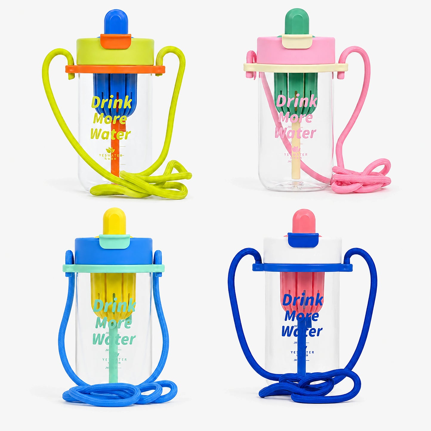 Cute Ice Cream Bottle with Straw Sipper for Kids - 650ml