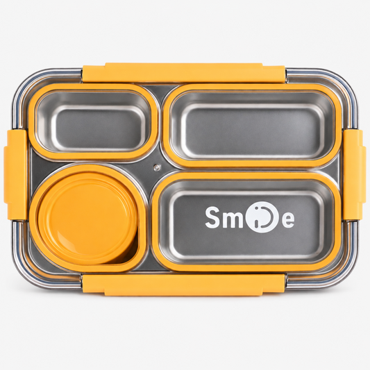 Stainless Steel Bento Lunch Box – 4 Compartment Meal Box – 900ml+bowl 150ml