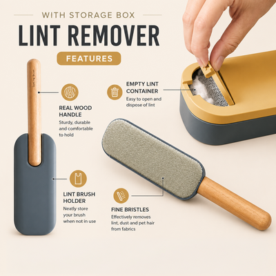 HOMX Beechwood Soft Bristle Dusting/Lint Brush | Premium Furniture Cleaner