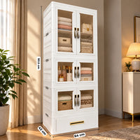 HOMX Foldable Wardrobe Closet – Storage Armoire with Wheels & Drawer