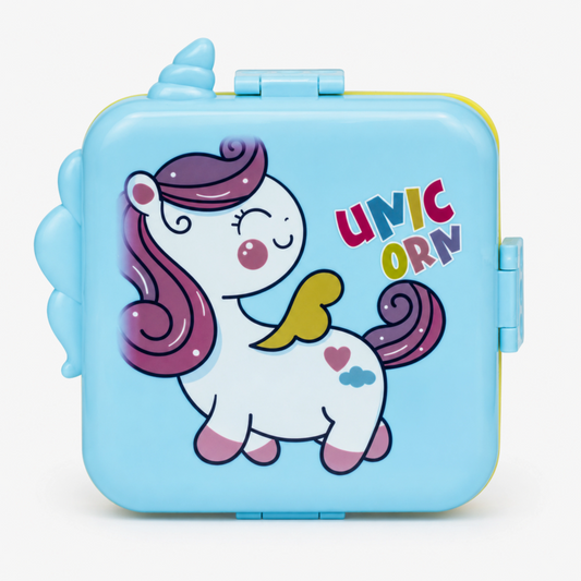 Unicorn Bento Lunch Box with 3 Compartments for Kids - 1590ml