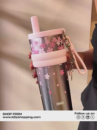 Pure Titanium Vacuum Tumbler water bottle with Straw & Charm – 550ml