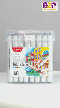 Yalong Dual Tip Sketch Marker Set for Drawing & Illustration - 48 Shades