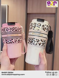 Tough Panther Print Luxe Insulated Steel Travel Tumbler – 600ml
