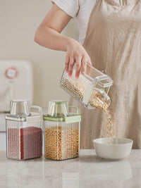 Airtight Dry Food Storage Container, PET Dispenser with Measuring Cup