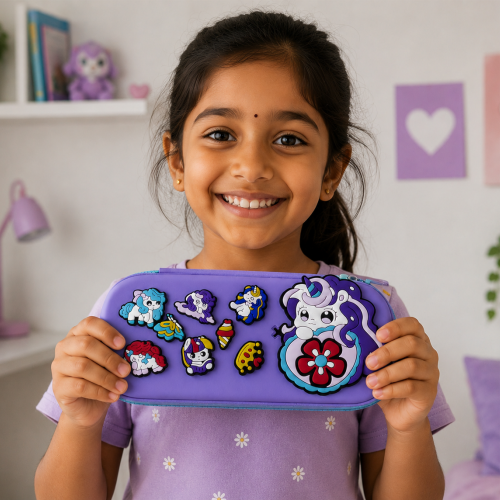 Premium DIY Kids Pencil Box with Removable Decorative Toy Charms