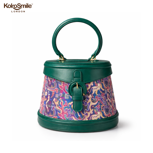 Heritage Bamboo Handle Hangzhou Silk Weave Leather Handbag