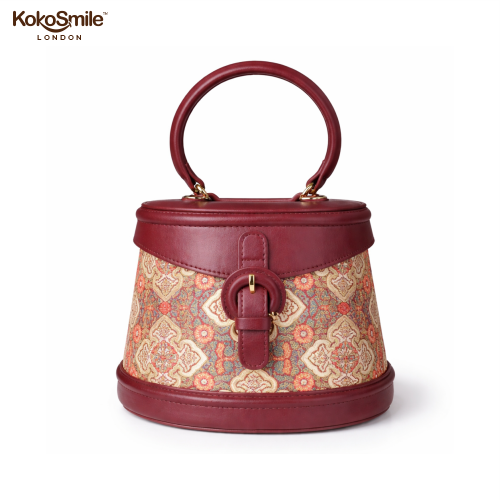 Heritage Bamboo Handle Hangzhou Silk Weave Leather Handbag