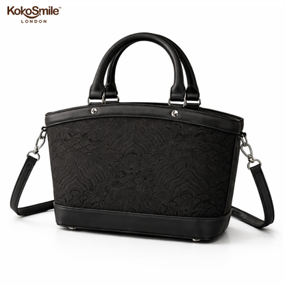 Premium Leather Handbag with Hangzhou Silk for Women