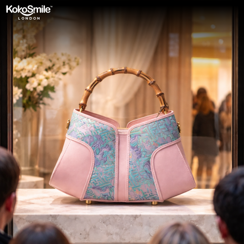Heritage Bamboo Handle Hangzhou Silk Weave Leather Handbag
