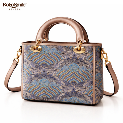 Luxe Hangzhou Silk Leather Tote Handbag for Women