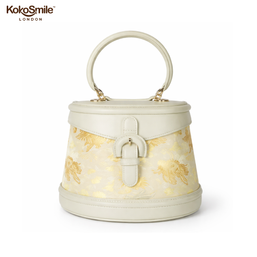 Heritage Bamboo Handle Hangzhou Silk Weave Leather Handbag