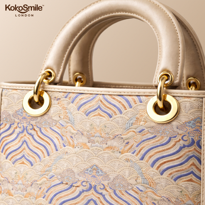 Luxe Hangzhou Silk Leather Tote Handbag for Women