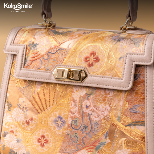 Luxury Handmade Leather Top Handle Bag with Hangzhou Silk