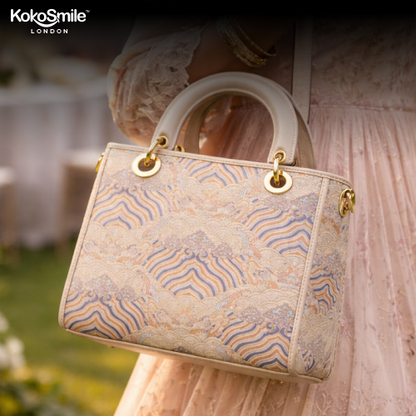 Luxe Hangzhou Silk Leather Tote Handbag for Women