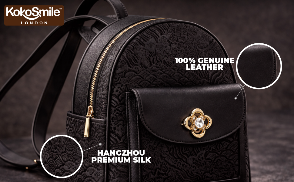 Royal Black Hangzhou Silk Leather Mini Backpack Banner 2