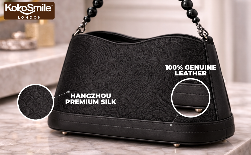 Classy Hangzhou Silk Leather Pearl Handle Handbag for Women Banner 4