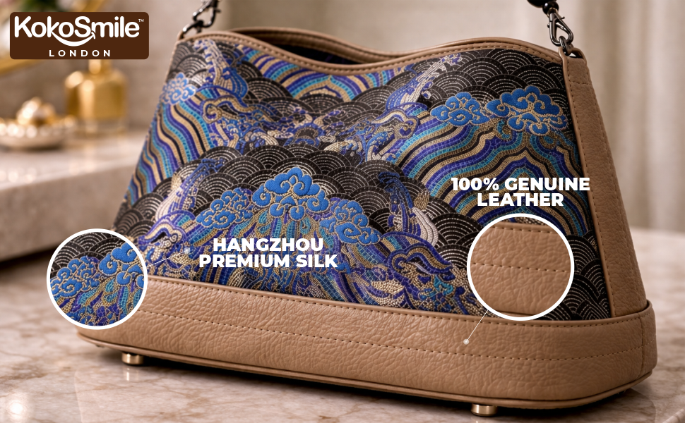 Hangzhou Silk Leather Pearl Handle Handbag for Women Banner 2