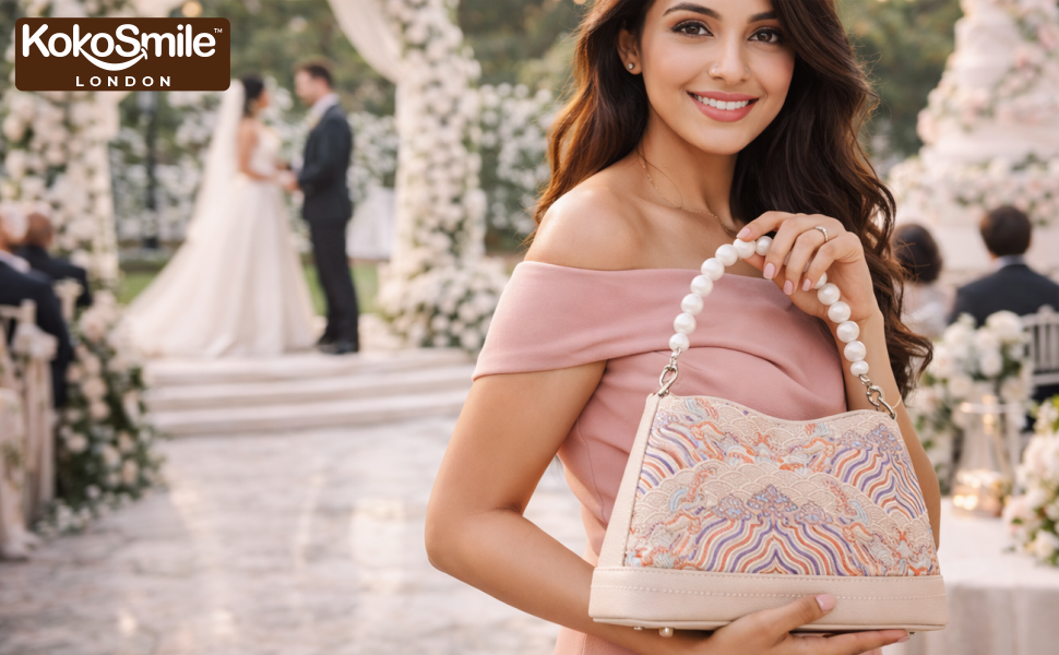 Hangzhou Silk & Leather Handbag with Pearl Top Handle Banner 3